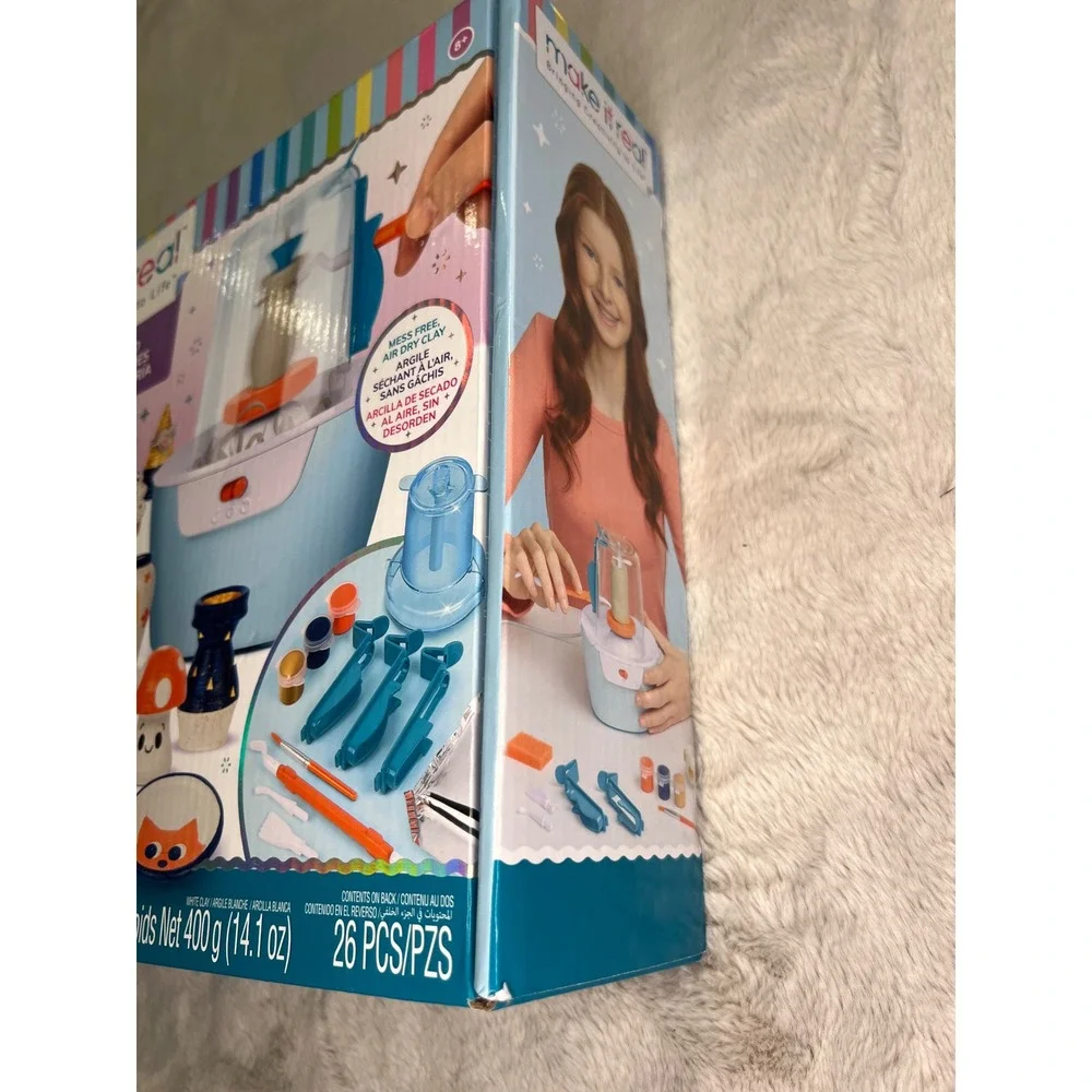 Make It Real Mini Pottery Studio USB Powered Air Dry Clay Kit Blue 26pc
